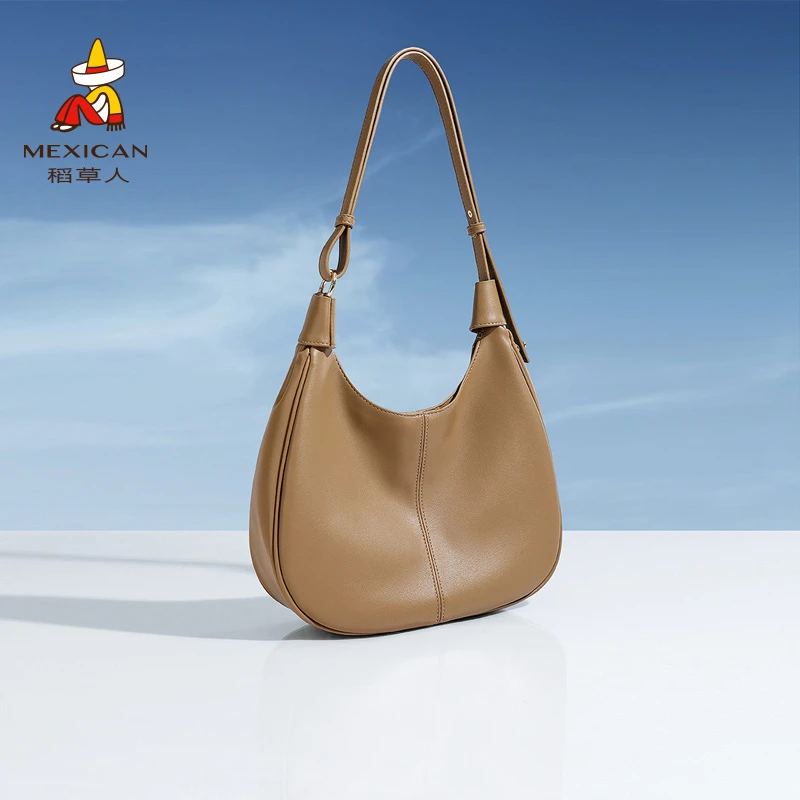 稻草人女包2025春款简约复古马鞍包子母包大容量单肩包女式斜挎包