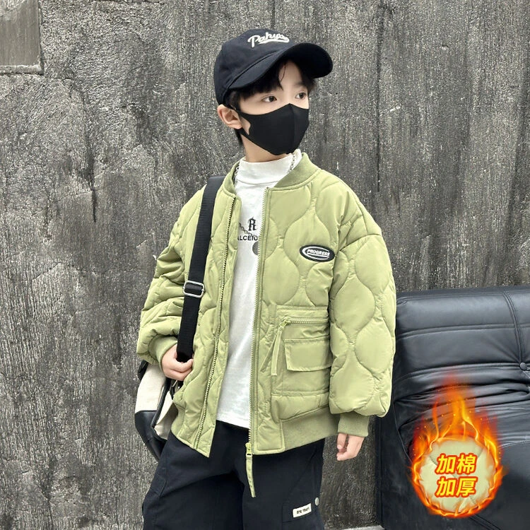 儿童装男童冬装加厚外套2025新款秋冬款中大童冬季男孩夹棉棒球服