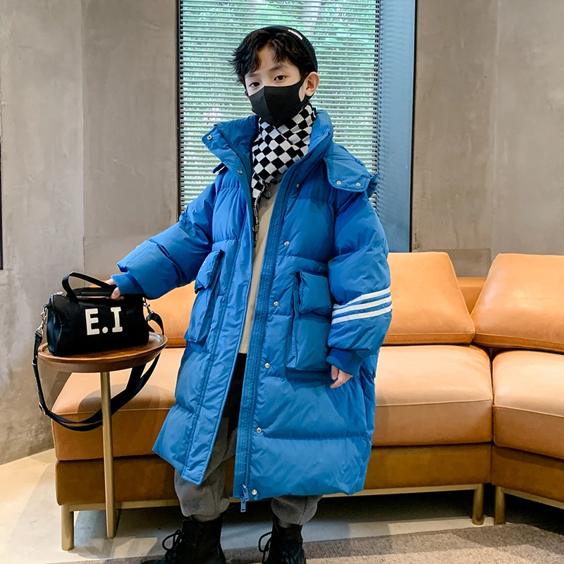 男童棉服冬装2025新款长款过膝中大童保暖棉衣帅气男孩外套潮加厚