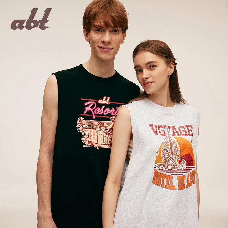 abt 明星私服张天爱同款复古休闲大印花背心 ABT2023074