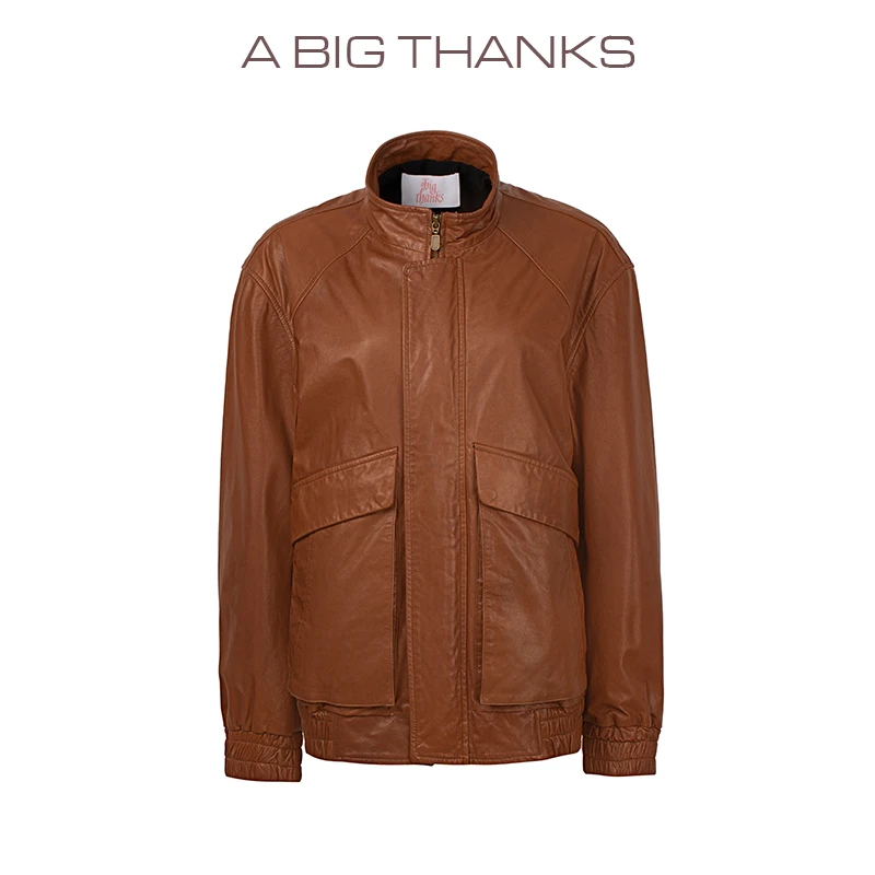 A BIG THANKS 复古立领皮衣外套 ABT2022159