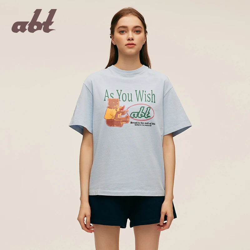 abt 小熊字母圆领T恤休闲情侣夏季宽松 abt2023048
