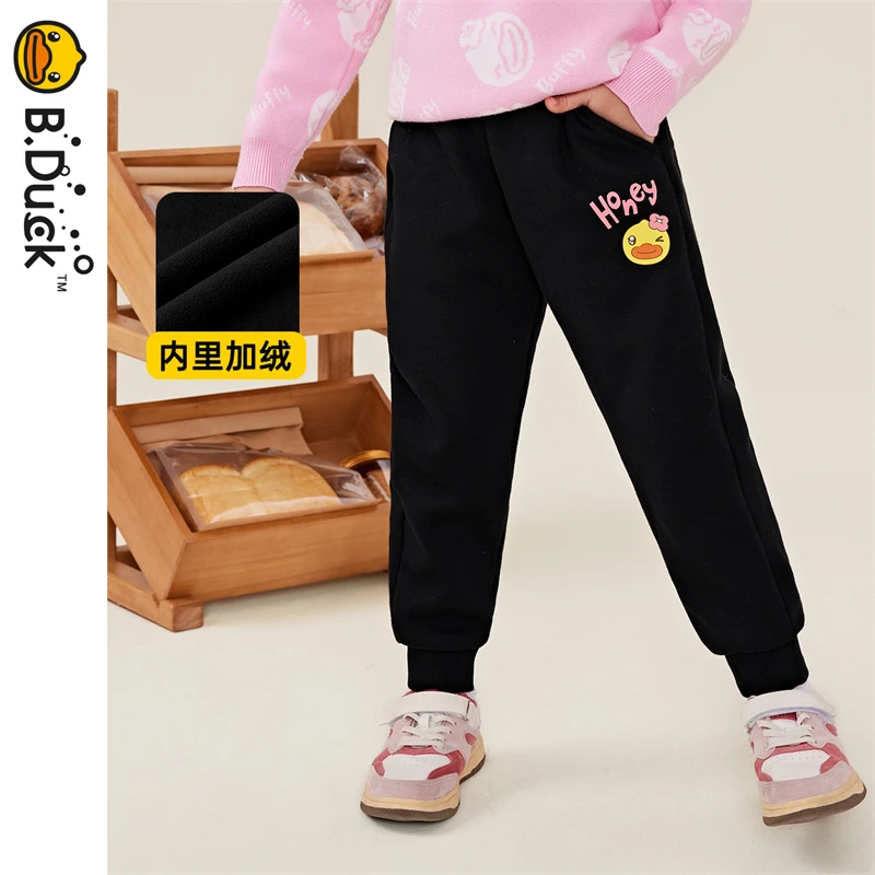 B.Duck小黄鸭童装女童加绒长裤冬季新款女孩加厚运动裤FF5457001