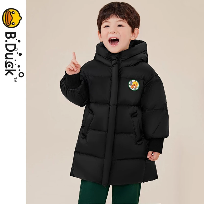B.Duck小黄鸭童装男童羽绒服中长款冬季儿童连帽厚外套BF5416029