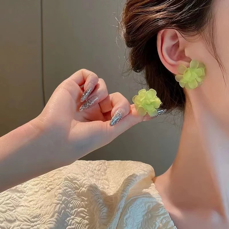 非金属树脂耳饰 花朵耳环耳饰2024新款独特气质高端绣球花瓣耳钉