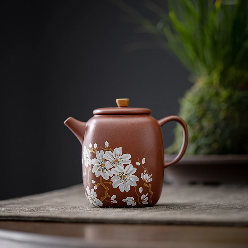 叶屿 宜兴紫砂雏菊四方小茶壶陶瓷单个功夫茶具中式手工泡茶壶