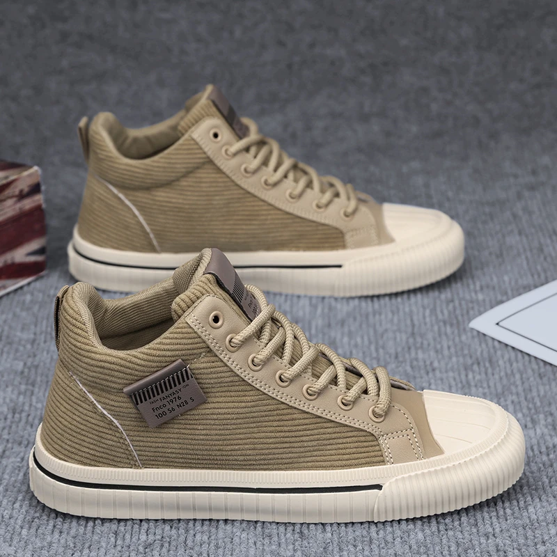 新款男士秋冬季百搭软底潮鞋中帮灯芯绒跑步鞋板鞋休闲运动鞋男鞋