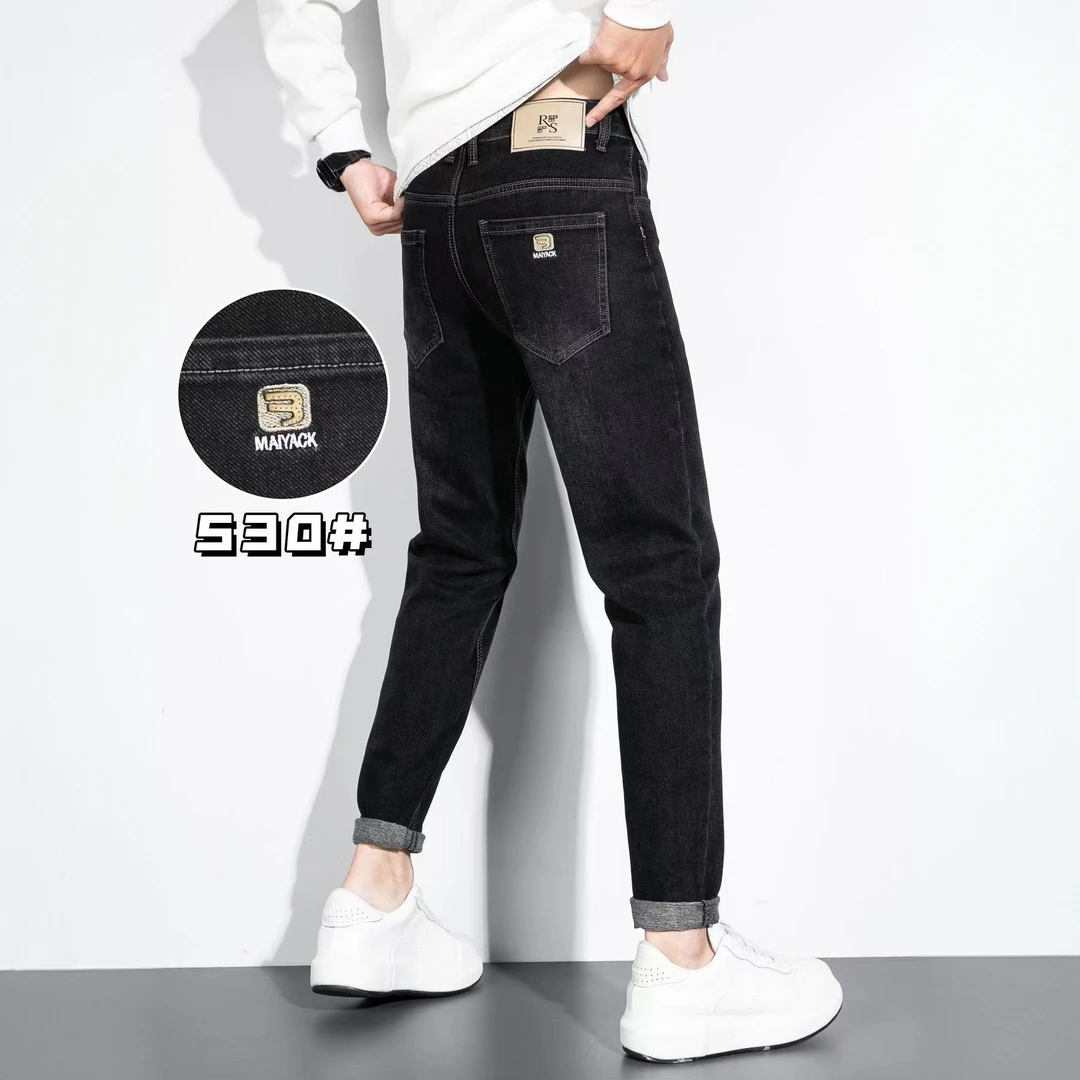 【买一送一】秋季男牛仔裤子直筒宽松中年休闲款弹力大码中腰男裤