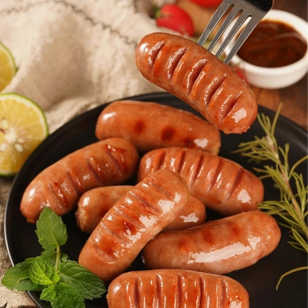 火山石烤肠 纯肉大肉粒 紧实Q弹 黄金肥瘦比 柔韧耐嚼