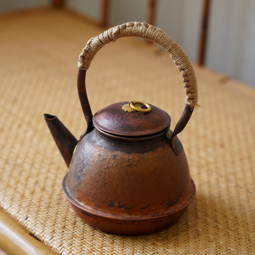 手工复古锤纹紫铜茶壶创意中式禅意炭炉电陶炉纯手工茶室家用煮水
