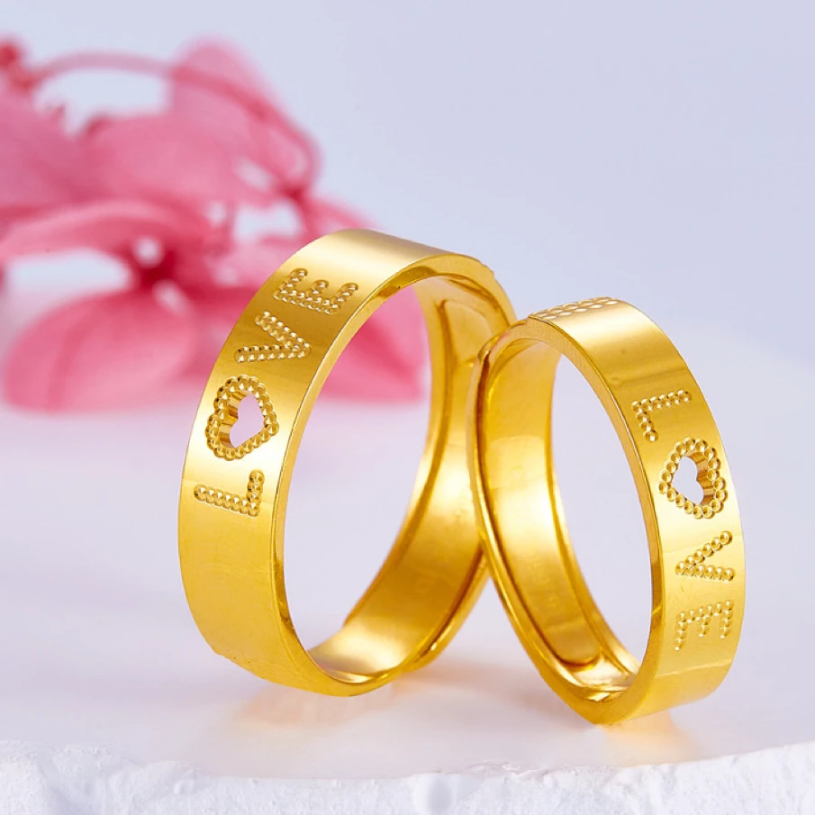 黄金足金999情侣对戒活口不分圈口