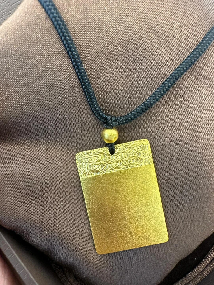 黄金足金平安无事牌转运珠吊坠不分男女潮流时尚