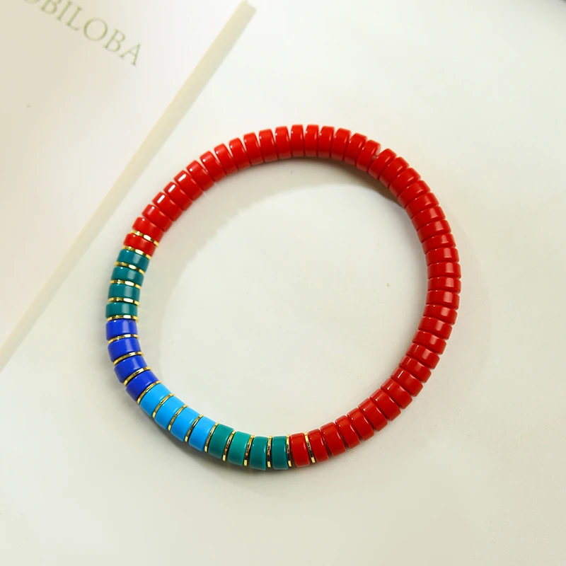 【霓虹当空】D120•精品红色直切隔片手串多色创意时尚单圈隔珠饰品