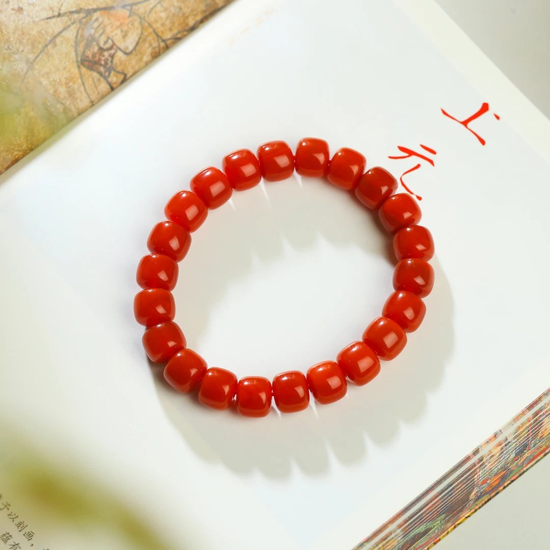 【灿若云锦】C116•精品红色老型珠手串男女款单圈隔散配珠时尚饰品