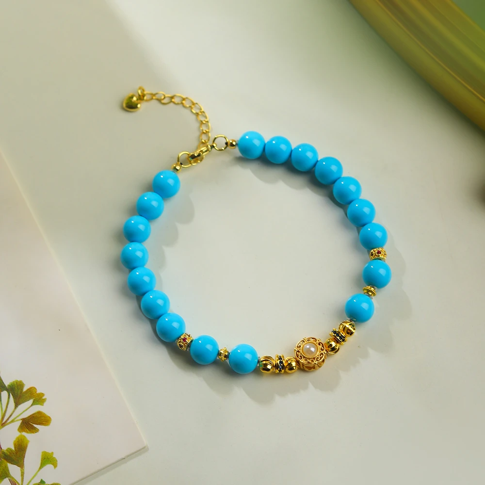 【幽蓝如梦】K115•精品瓷高蓝色圆珠手链原创diy女款百搭礼物散配珠