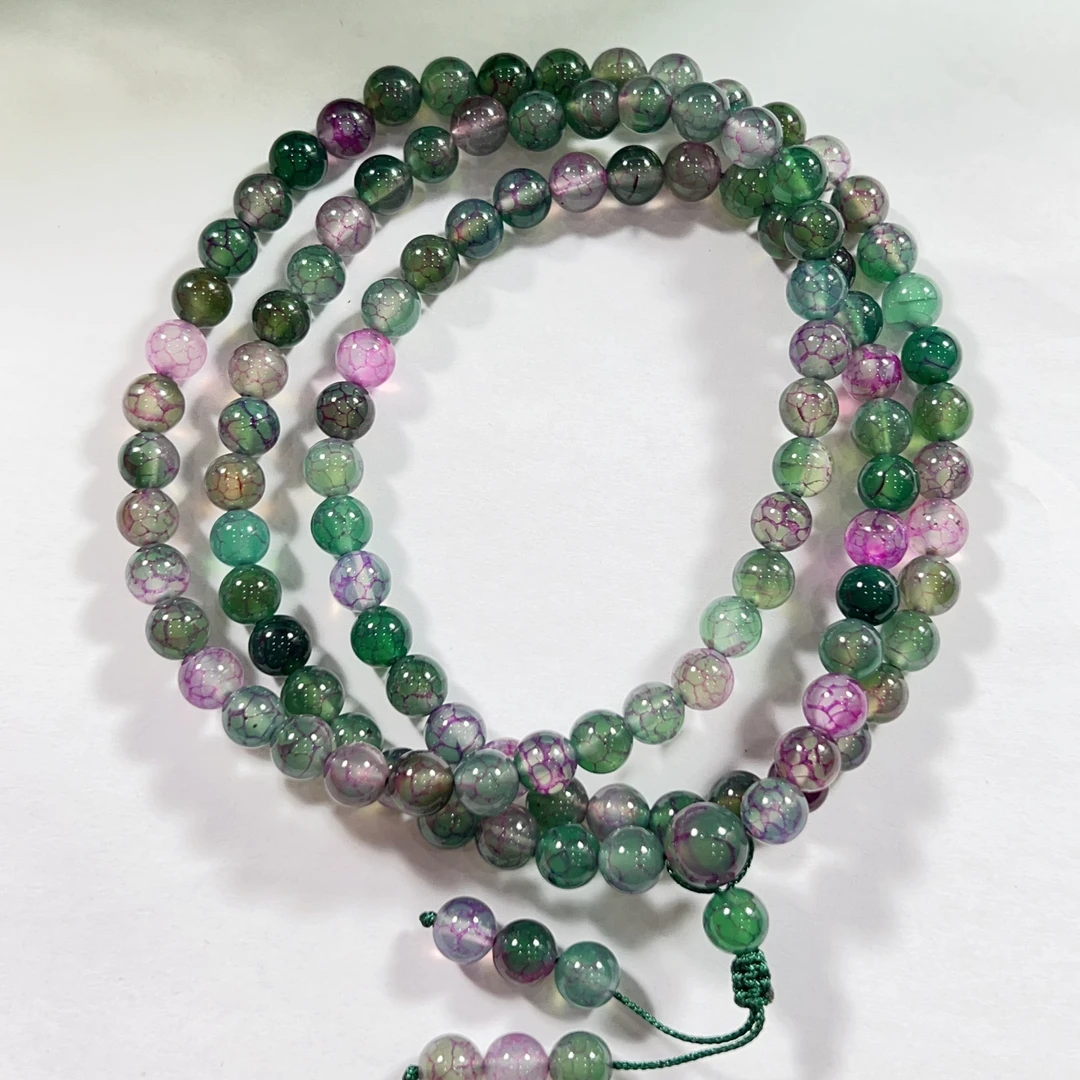 V025 私人设计款冰清紫龙鳞玛瑙项链108颗0.8尺寸，时尚大气款