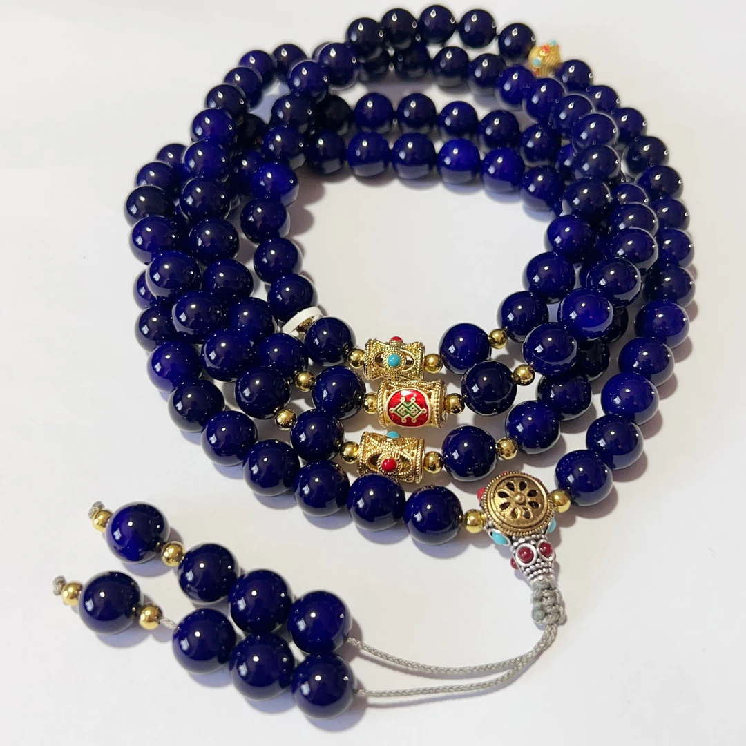 V013 私人传承设计款土耳其蓝宝玛瑙项链10尺寸108颗时尚大气