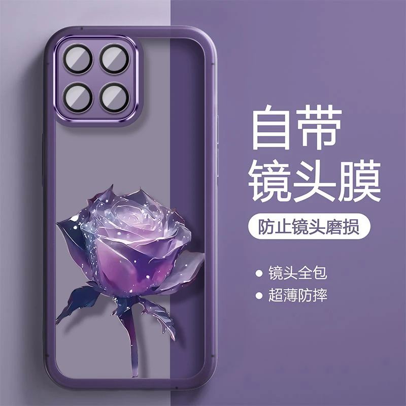 单支玫瑰适用于荣耀X30i手机壳磨砂透色硅胶防摔【自带镜头膜】
