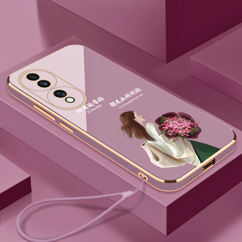 适用于荣耀70手机壳生活是自己的全包镜头硅胶防摔电镀软壳