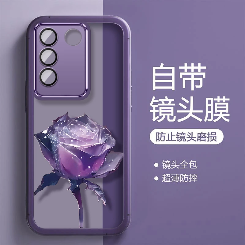 单支玫瑰适用于VIVOS16E手机壳磨砂透色硅胶防摔【自带镜头膜】