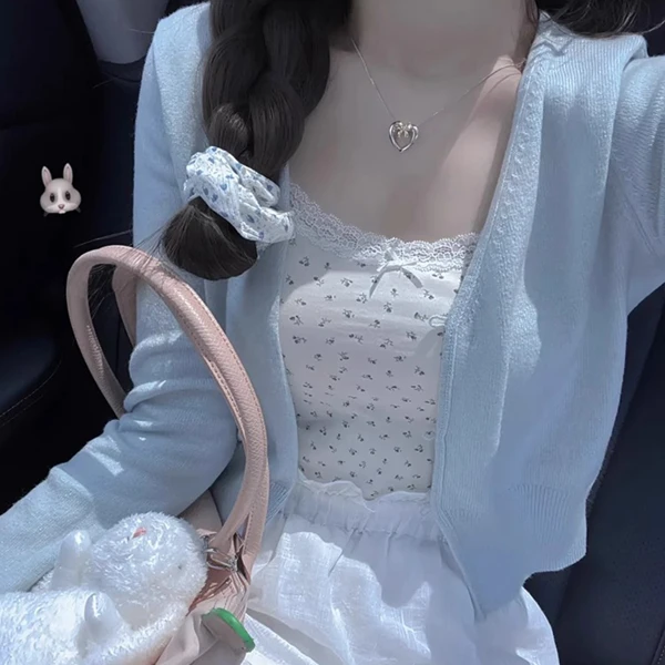 秋季女装外穿时髦洋气短款开衫网红款外套薄款长袖针织衫外搭上衣