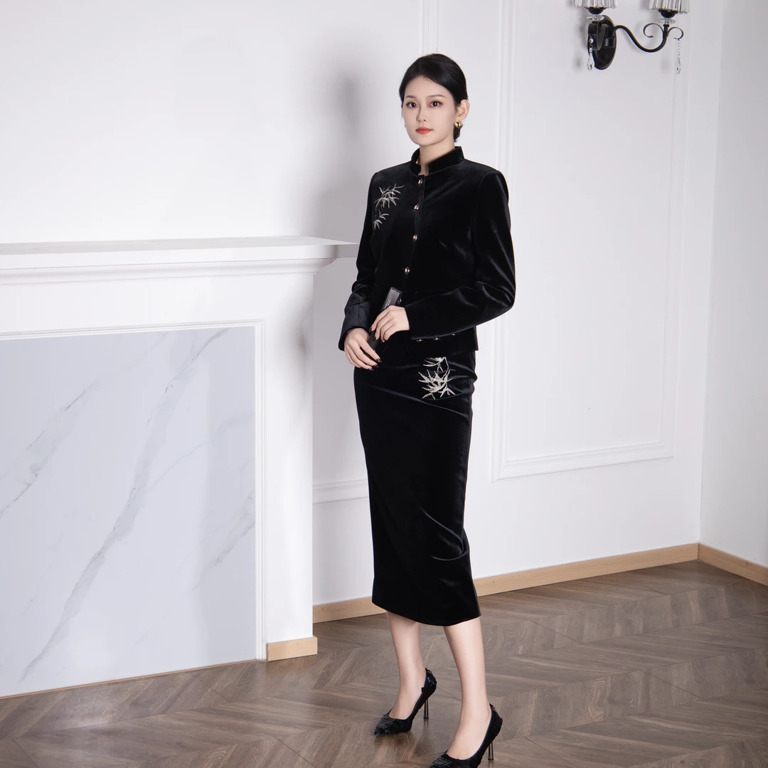 Lora【节节高升】新中式修身显瘦气质款套装裙子+外套