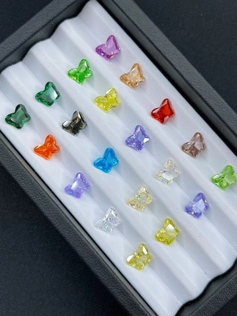 单拍锆石【8*8m胖蝴蝶】流行轻奢特殊切炫彩爆闪圆尖饰品锆石美甲钻