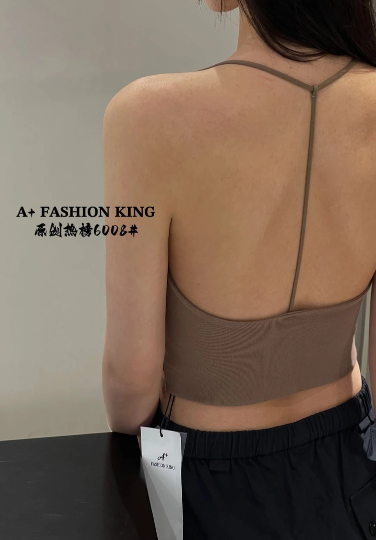 有货A+#6008福利法式固定杯垫T字吊带美背（140斤内）