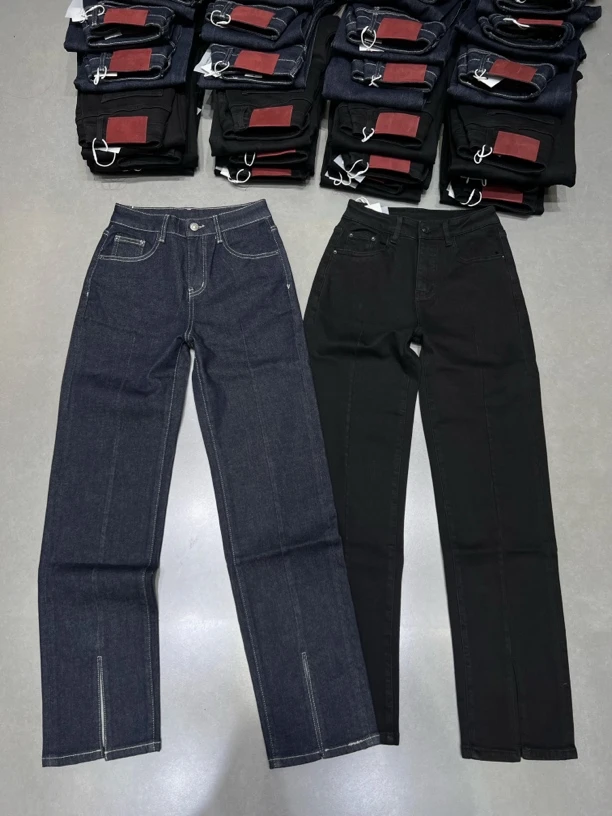 有货YYDS#3230秋季福利高弹直筒开叉筷子牛仔裤，裤长：103cm