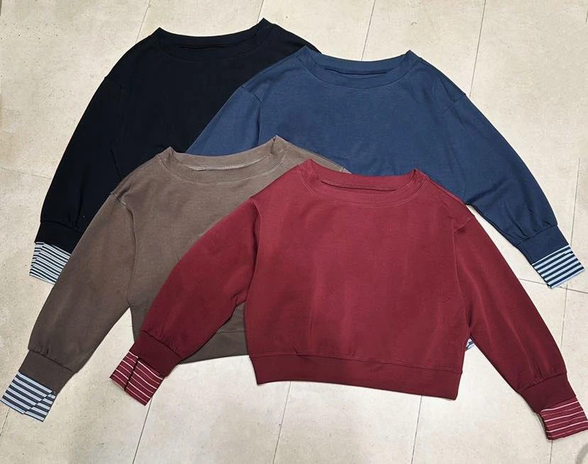 有货十三行X2#68688秋季福利单边露肩袖子拼接上衣，衣长：50cm