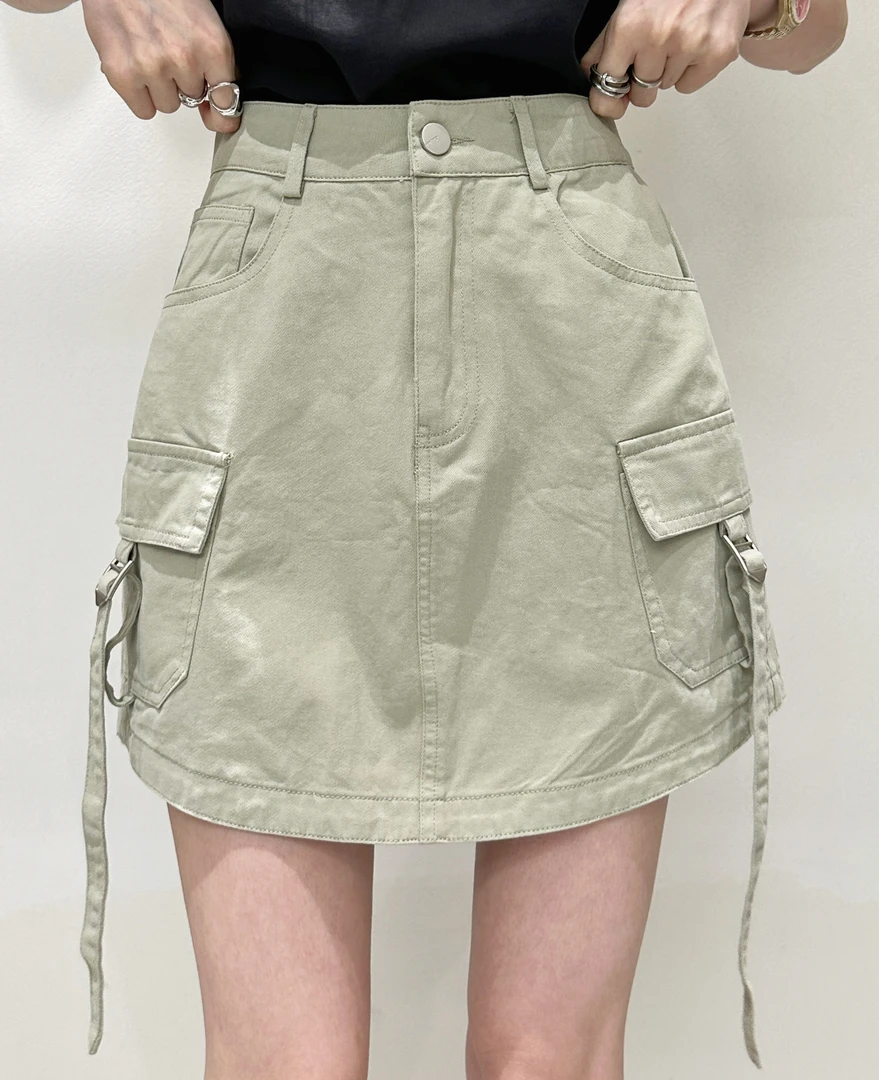 有货十三行X2#99685夏季福利洗水工装半身短裤裙