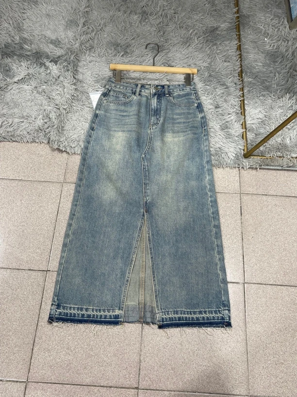 有货DVDS#D6608夏季福利无弹前开叉牛仔半身裙