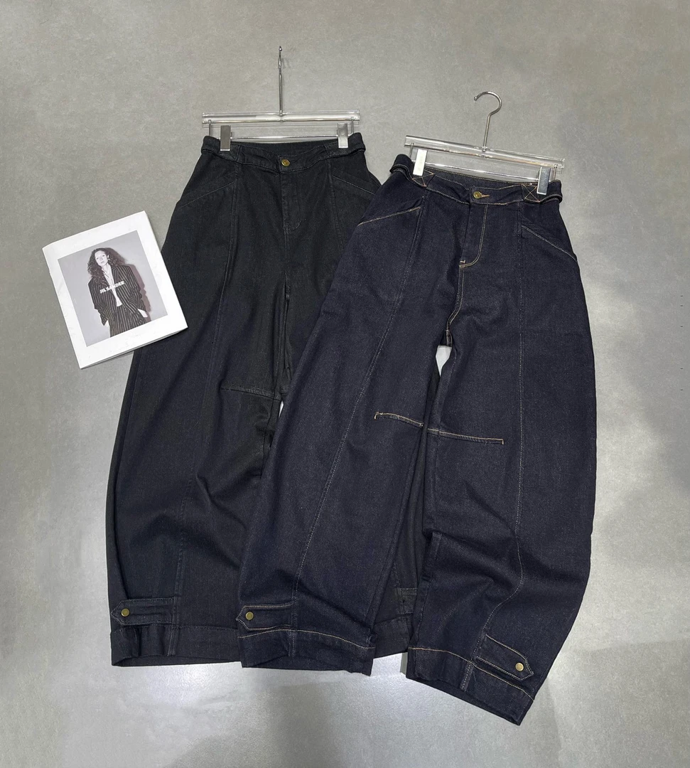 有货YYDS#3235冬季福利微弹植绒裤脚两用直筒牛仔裤，裤长：102cm