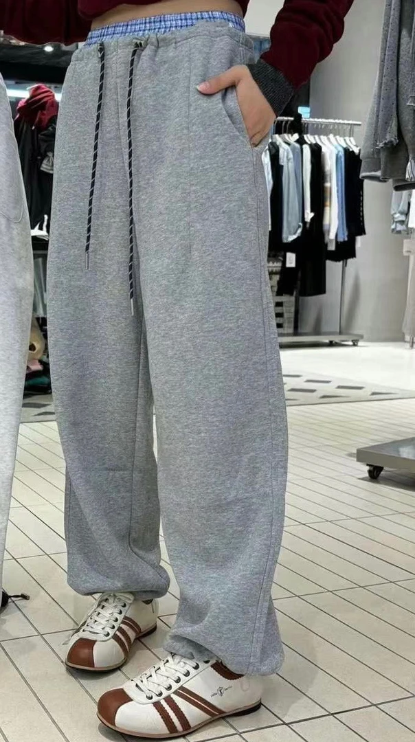 有货妒媚#9907秋季福利拼接裤头裤脚两用直筒裤，裤长：103cm