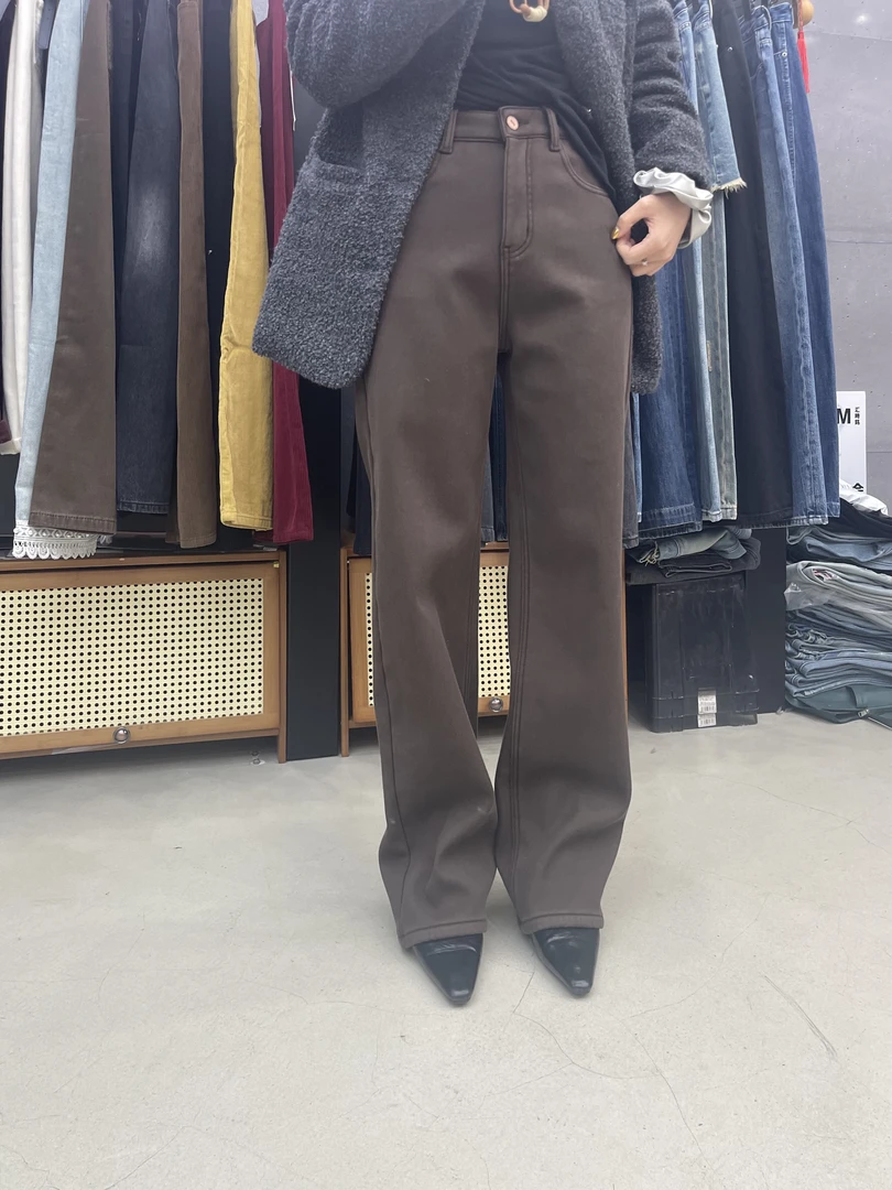有货SM#9237冬季福利中弹加厚绒直筒拖地牛仔裤，裤长：105cm