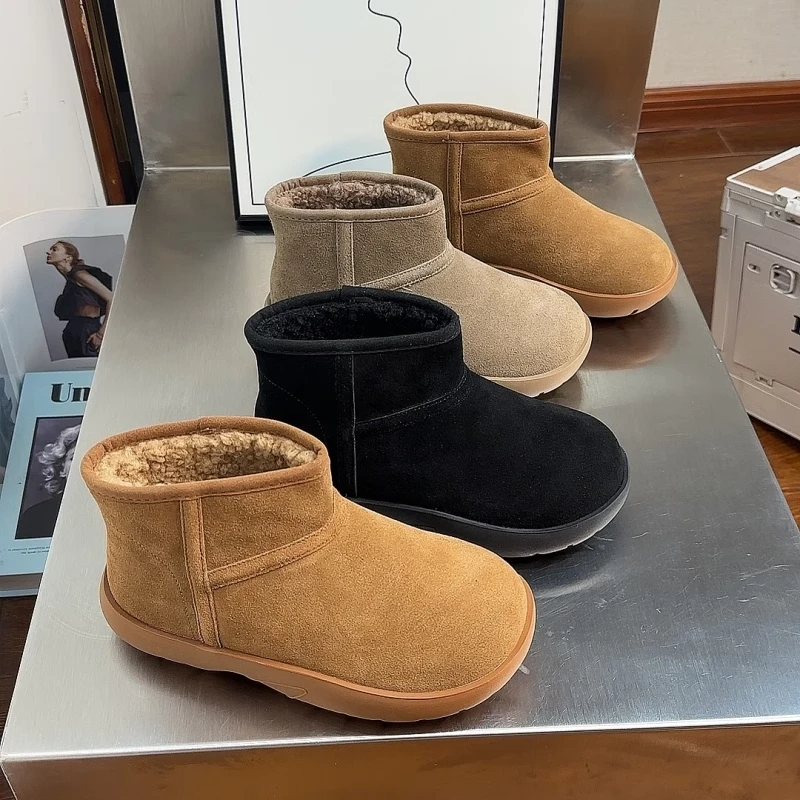 啄木鸟雪地靴棉鞋2024新款冬季加绒加厚东北厚底防滑棉鞋女小短靴