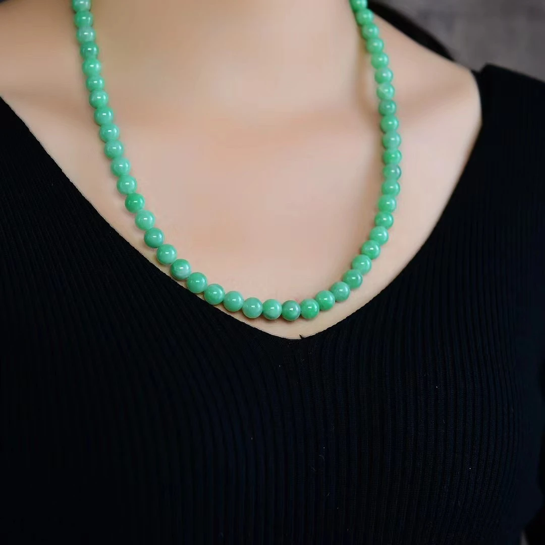 天然A货翡翠项链塔链满色果阳绿有种有色细腻项链女款高档礼品