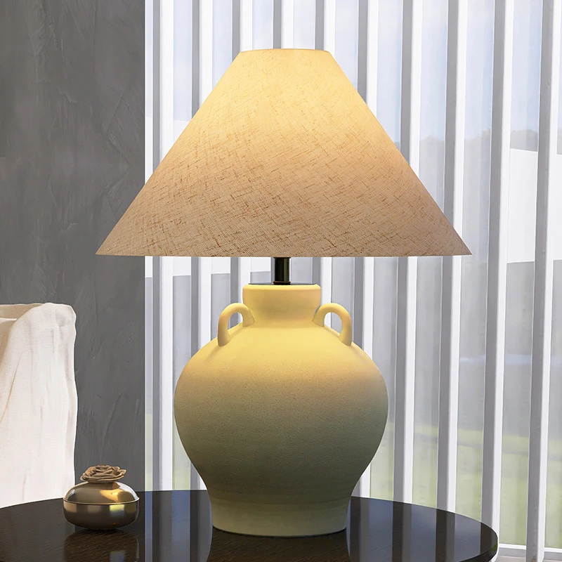 日式侘寂风陶瓷台灯 创意新中式客厅书房卧室床头灯 意式设计师灯
