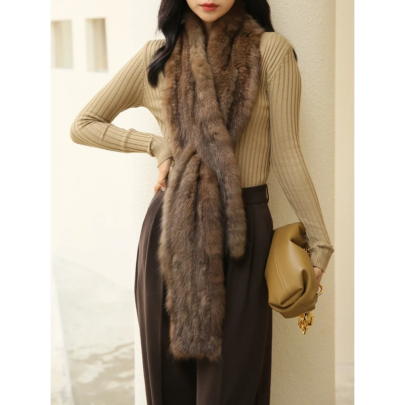 围巾貂毛编织女冬季貂皮毛毛围巾皮毛围巾保暖