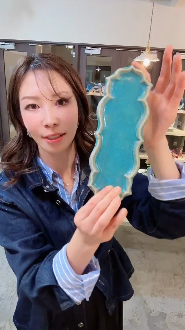 【闪购商品】盘【预售】藤原蓝花边长条盘*1个(随机发)