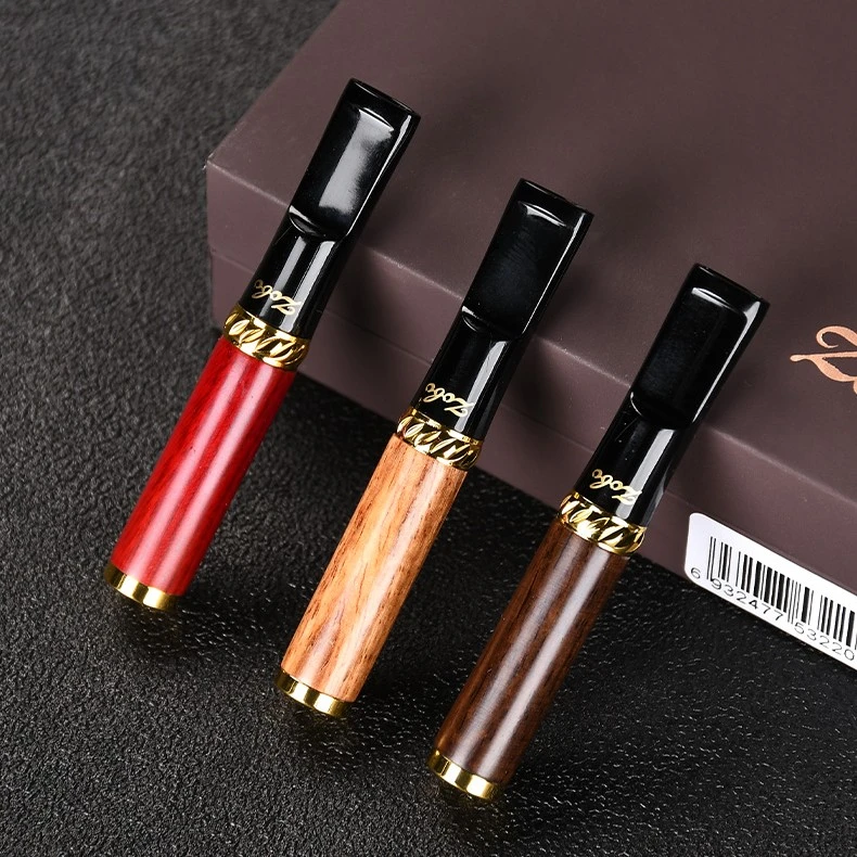 Zobo/正牌黑檀木烟嘴粗中细三用微孔循环焦油过滤嘴男士滤嘴烟具.