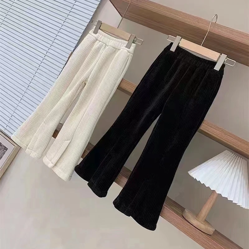 雪尼尔加绒开叉微喇裤