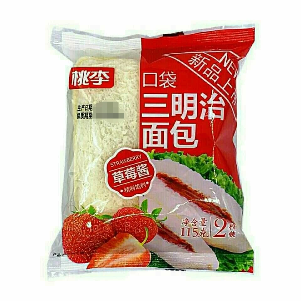 桃李口袋三明治面包草莓酱馅味 115g