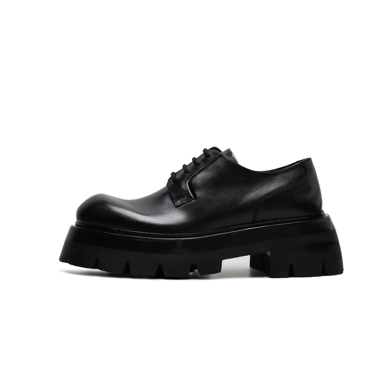 viplander增高德比鞋大头皮鞋142701休闲皮鞋男士圆头8CM厚底鞋