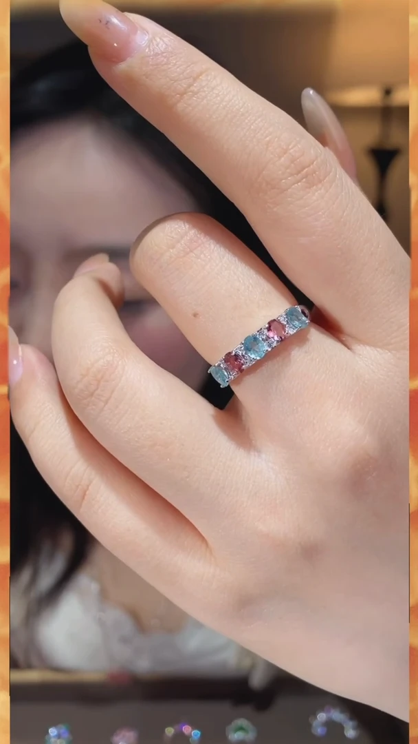 【闪购商品】碧玺戒指银S925镶嵌多样性发@@W0925