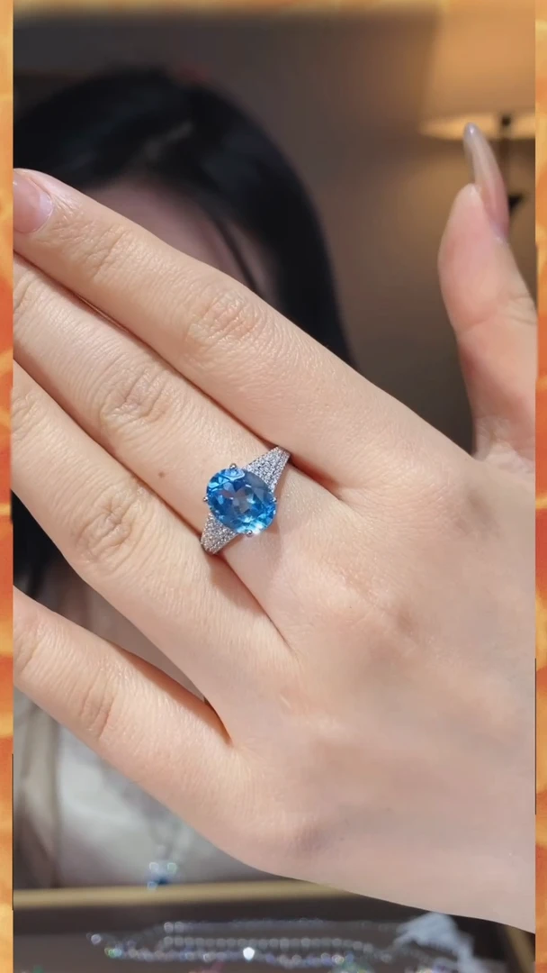 【闪购商品】托帕石戒指银S925镶嵌@@W0843