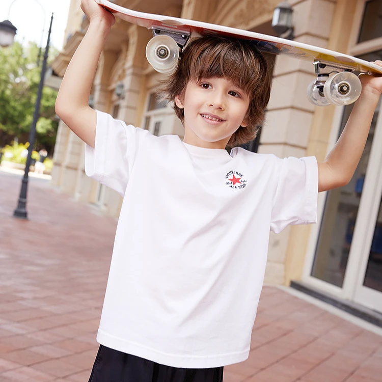 CONVERSE匡威儿童男童装休闲夏季宽松印花圆领短T恤 CNVN-TE-G107