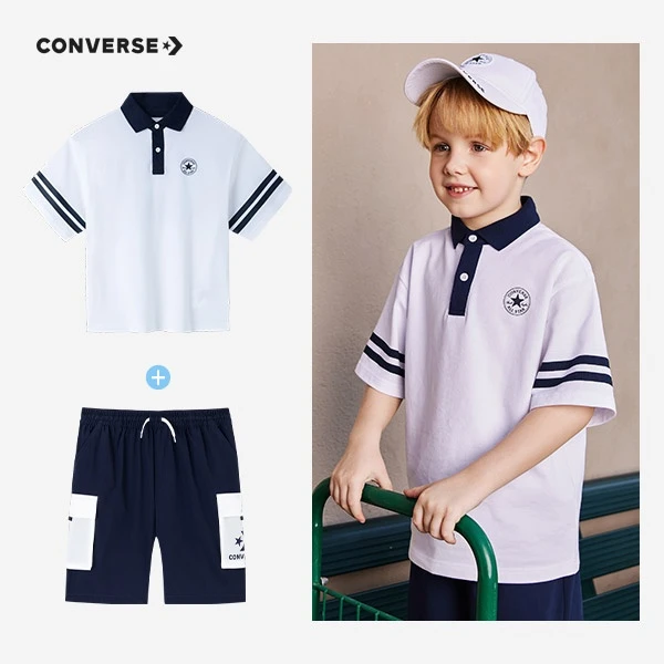 Converse/匡威【组合套装】匡威童装夏季短袖POLO短裤套装D929