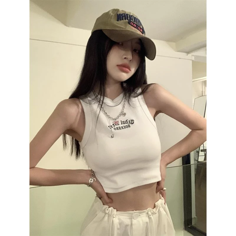 复古刺绣吊带背心女外穿带胸垫无袖运动美背背心打底内搭吊带上衣