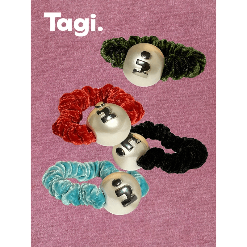 Tagi.《i》想象头绳丝绒发圈发绳百搭秋冬简约金属装饰可爱少女韩版